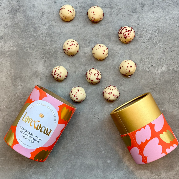 Raspberry Champagne White Chocolate Truffles
