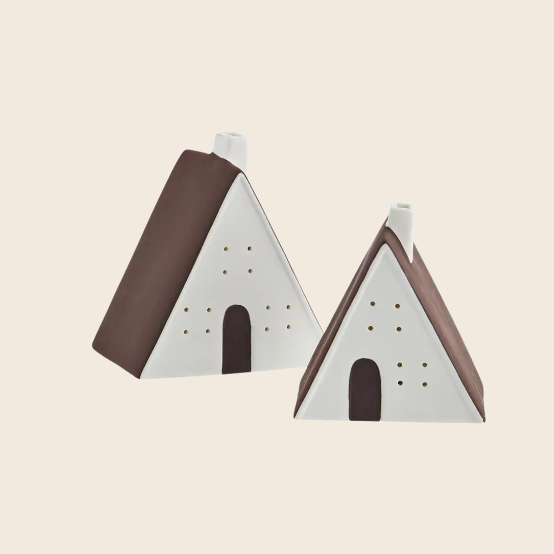 Porcelain Houses with LED Lights | Set of 2