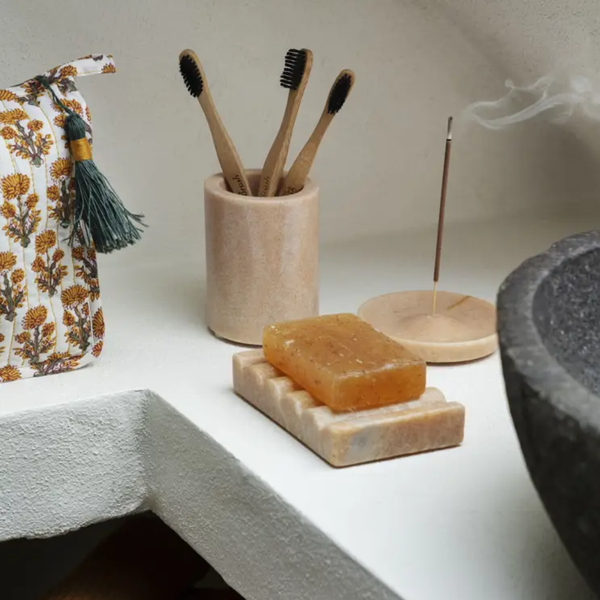 Rose Marble Soap Dish