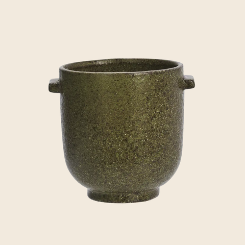 Medium Stoneware Plant Pot | Olive Green