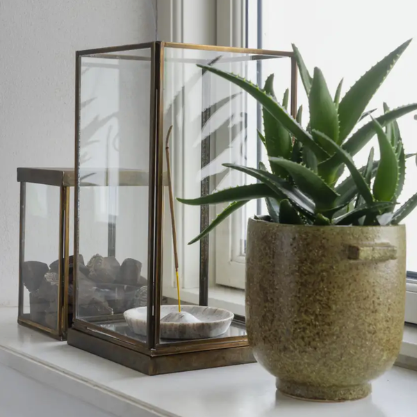 Medium Stoneware Plant Pot | Olive Green