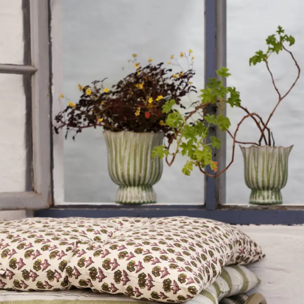 Organic Stoneware Plant Pot | Green