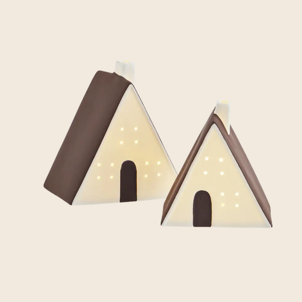Porcelain Houses with LED Lights | Set of 2