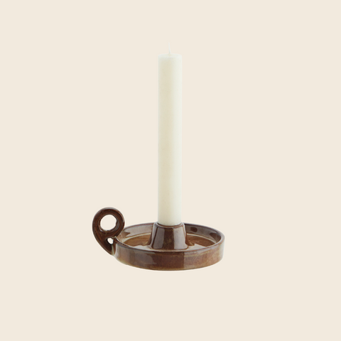 Stoneware Candle Holder | Brown