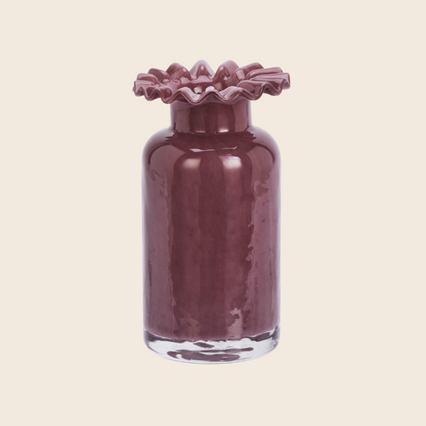Ruffled Glass Vase | Plum