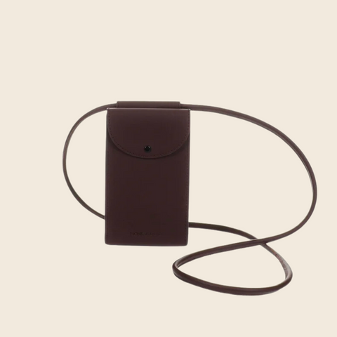 Recycled Vegan Leather Phone Pouch | Dark Wood
