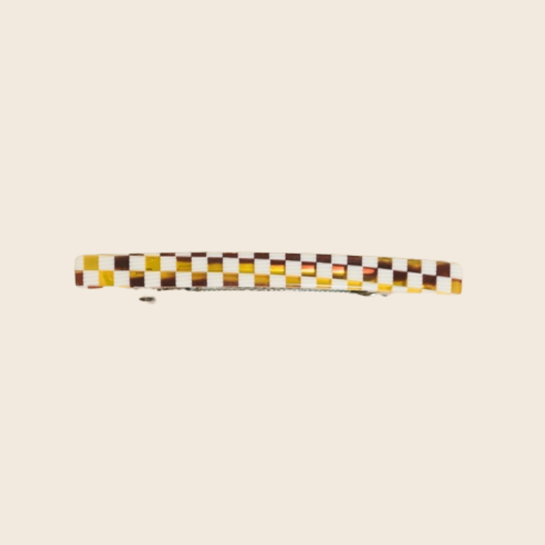 Jela Barrette Hair Clip | Brown Checkerboard