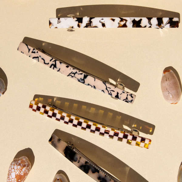 Jela Barrette Hair Clip | Brown Checkerboard