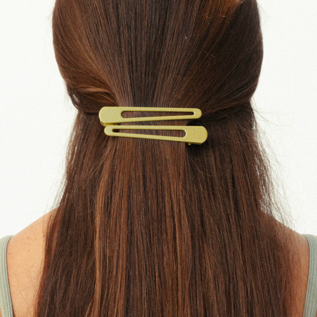 Nat and Noor Triangle Hair Clips | Olive Green