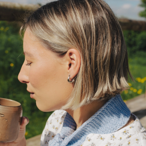 Mini Bold Crescent Hoop Earrings | Silver