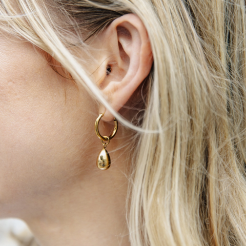 Gold Drop Hoop Earrings