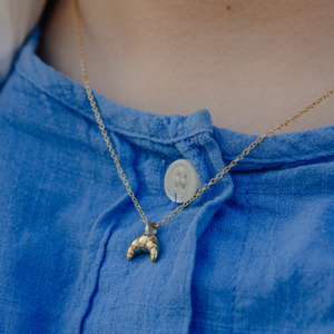 Gold Mini Croissant Charm Necklace