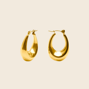 Gold Bold Crescent Hoop Earrings