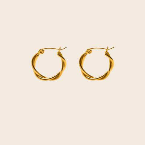Gold Single Entwine Hoop Earrings