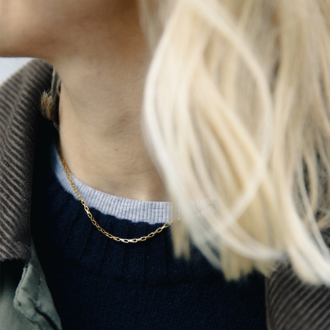 Gold Box Link Chain Necklace