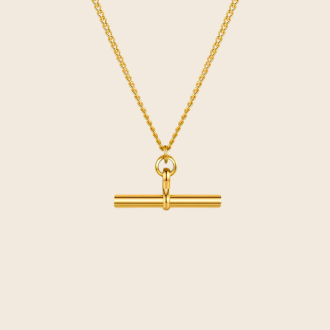 Gold T-Bar Chain Necklace by Nordic Muse