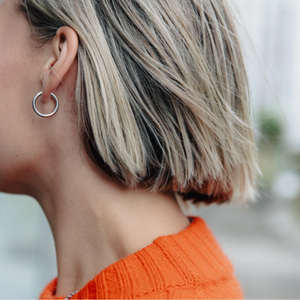 Medium Slim Hoop Earrings | Silver