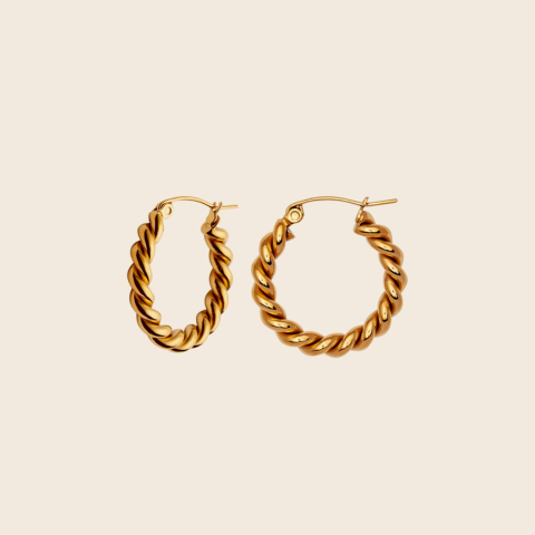 Nordic Muse Gold Twist Hoop Earrings