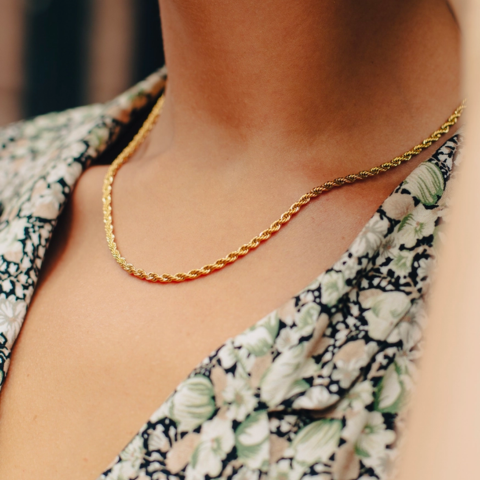Gold Rope Chain Twist Necklace