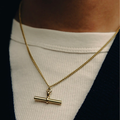 Gold T-Bar Chain Necklace by Nordic Muse