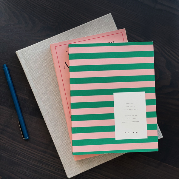 Medium Uma Lay Flat Notebook | Green and Pink Stripe