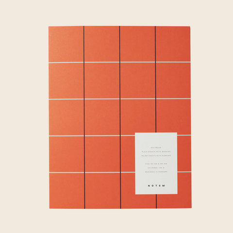 Large Uma Lay Flat Notebook | Orange Grid