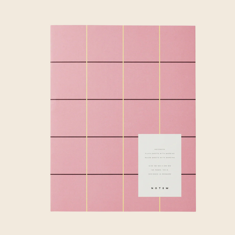 Large Uma Lay Flat Notebook | Pink Grid