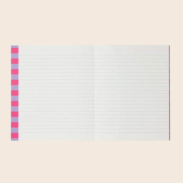 Medium Uma Lay Flat Notebook | Lavender and Pink Stripe