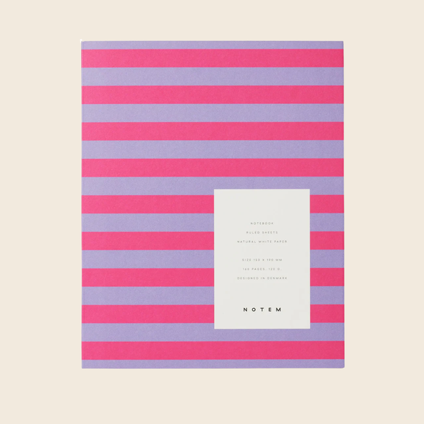Medium Uma Lay Flat Notebook | Lavender and Pink Stripe