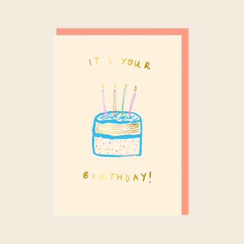 Golden Birthday Cake Card