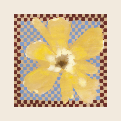 Yellow flower on a checkered background