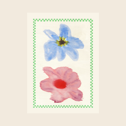 Flower With Checks 01 Print | A4