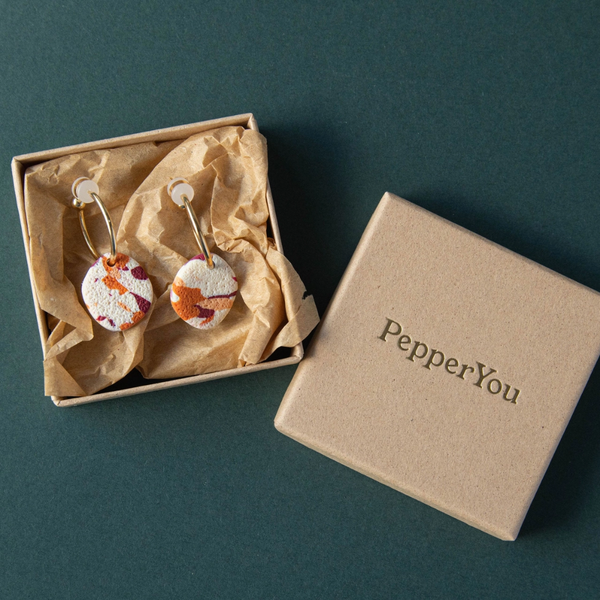 Terrazzo Clay Hoop Earrings | Berry and Peach