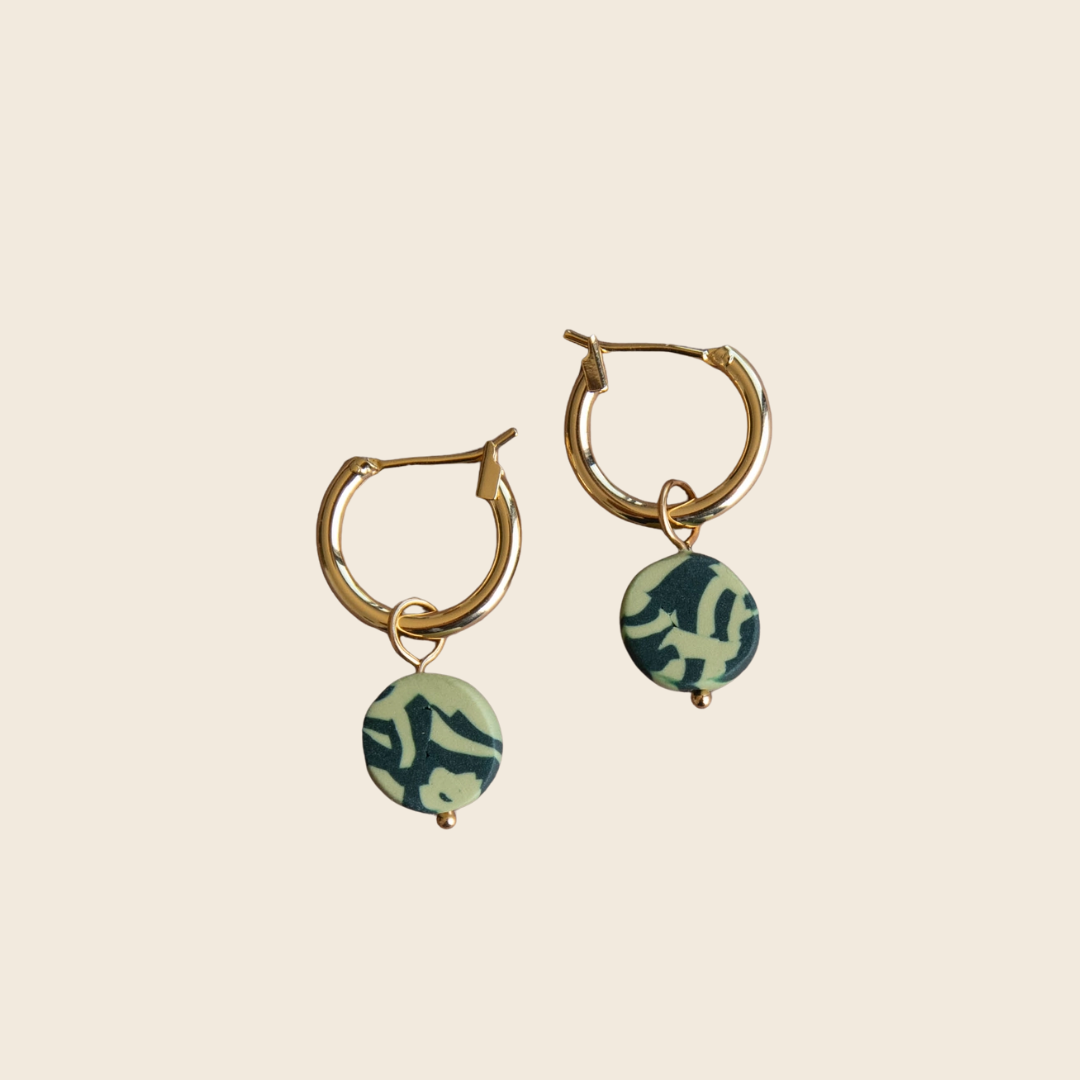 Bits Circle Charm Hoop Earrings | Apple and Forest Green