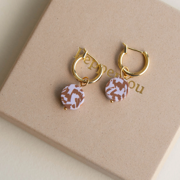 Bits Circle Charm Hoop Earrings | Lilac and Chocolate