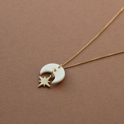 Celestial Crescent Necklace | White