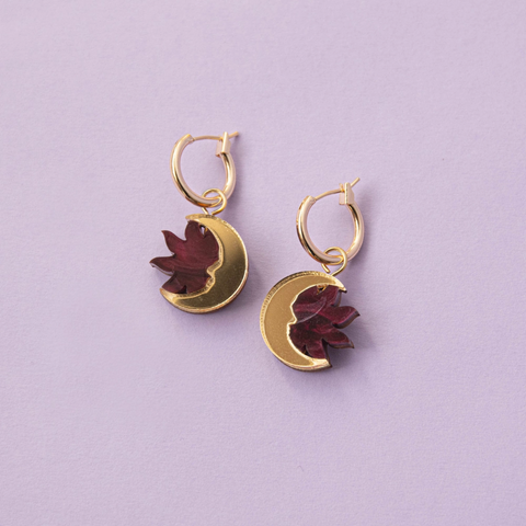 Daydream Hoop Earrings | Merlot Red and Gold