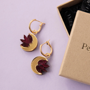 Daydream Hoop Earrings | Merlot Red and Gold