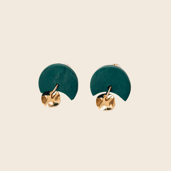 Annabelle Crescent Stud Earrings in Teal
