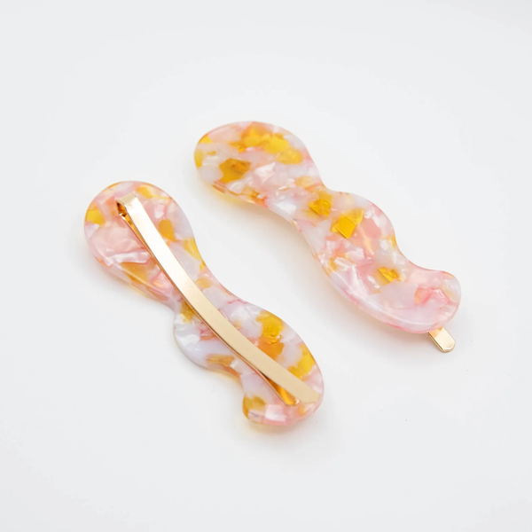 Wavy Hair Slides | Peach Pink Speckle