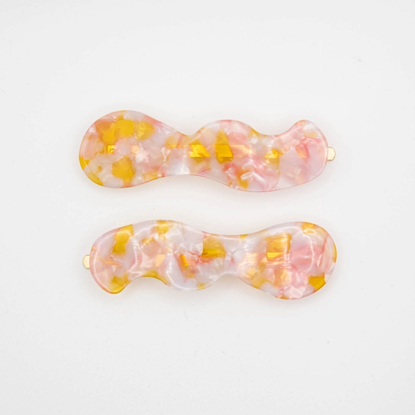 Wavy Hair Slides | Peach Pink Speckle
