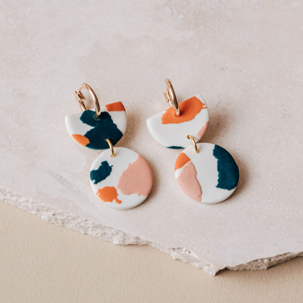 Terrazzo Clay Hoop Drop Earrings