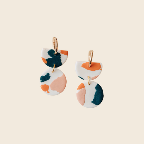 Terrazzo Clay Hoop Drop Earrings