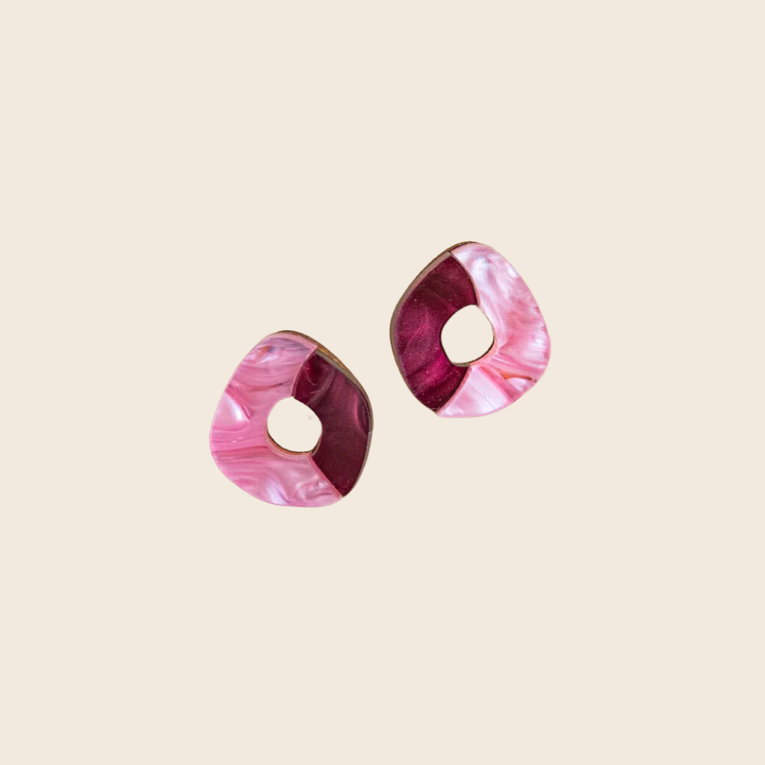 Pepper You Oh Stud Earrings in Berry and Pink