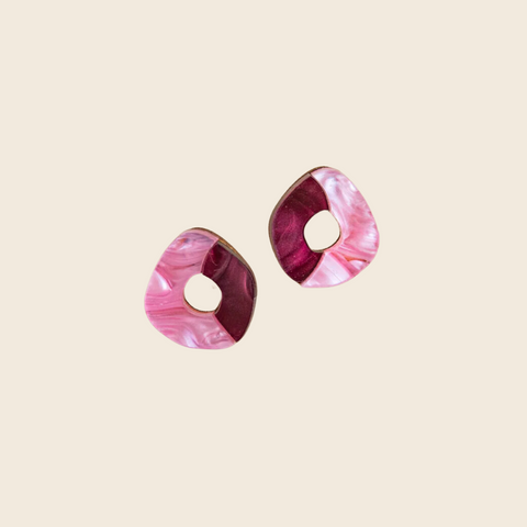 Pepper You Oh Stud Earrings in Berry and Pink