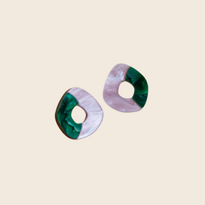 Pepper You Oh Stud Earrings in Teal and Lilac