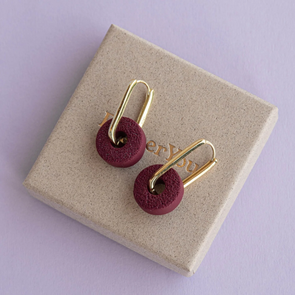 Surround Clay Hoop Earrings | Berry Red