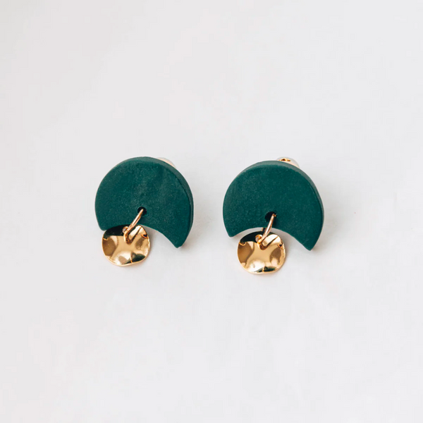 Annabelle Crescent Stud Earrings | Teal
