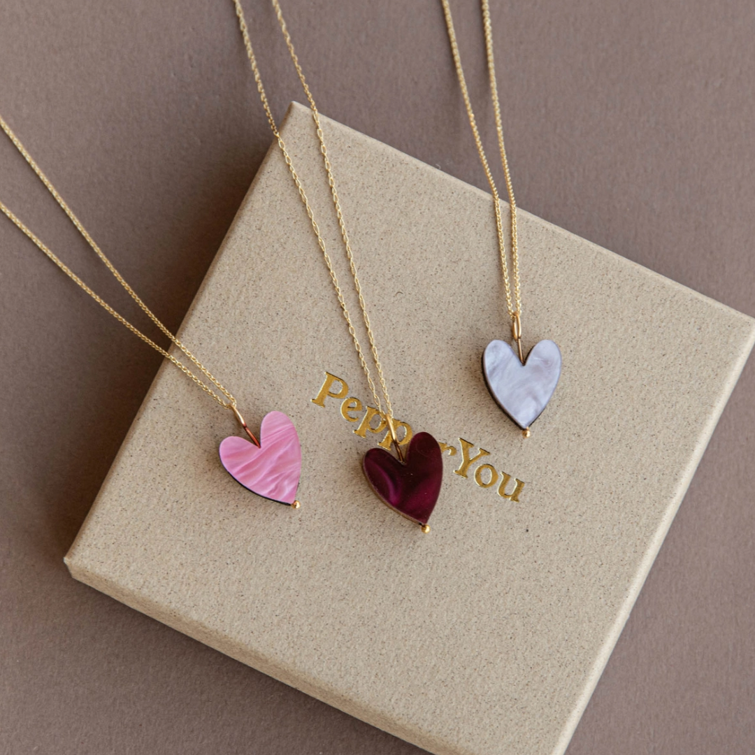 Heart Charm Necklace | Merlot Red