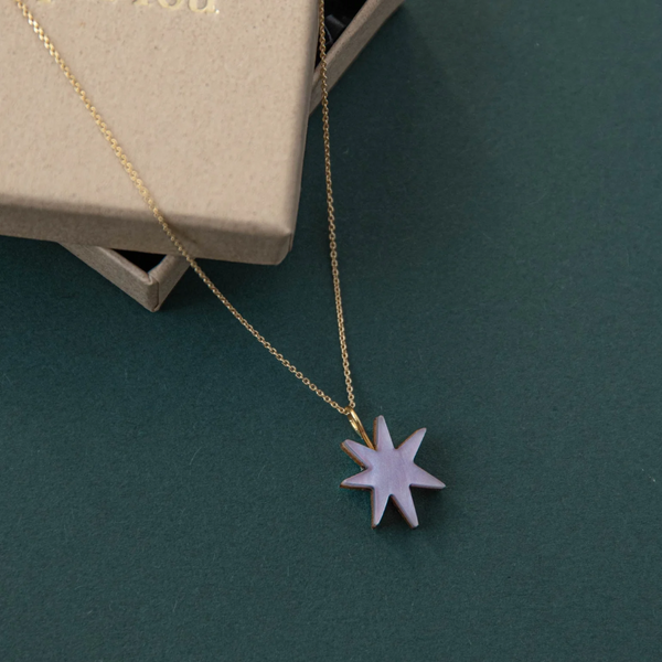 Star Charm Necklace | Lilac Marble